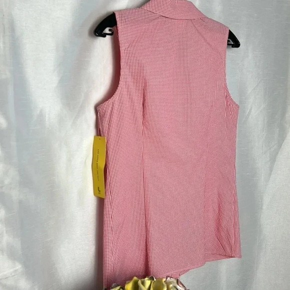 Y2K LOLE top,gingham,seersucker,sleeveless,fitted,country,red & white NWT VICHY - Picture 11 of 13